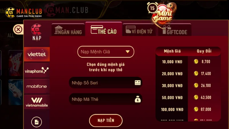 Nạp Tiền Manclub: Hướng Dẫn Nhanh Chóng, Dễ Dàng Cho Người Mới 3 Cách xử lý vấn đề khi nạp tiền không thành công